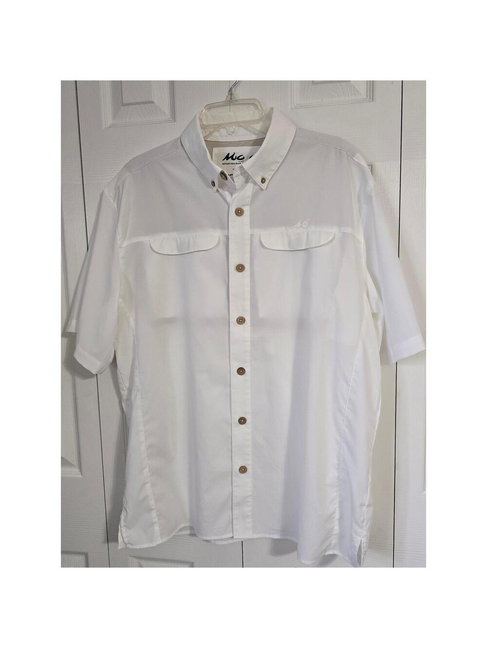Mojo Sportswear Company Mens White Ripstop Fishing Shirt Short Sleeve L